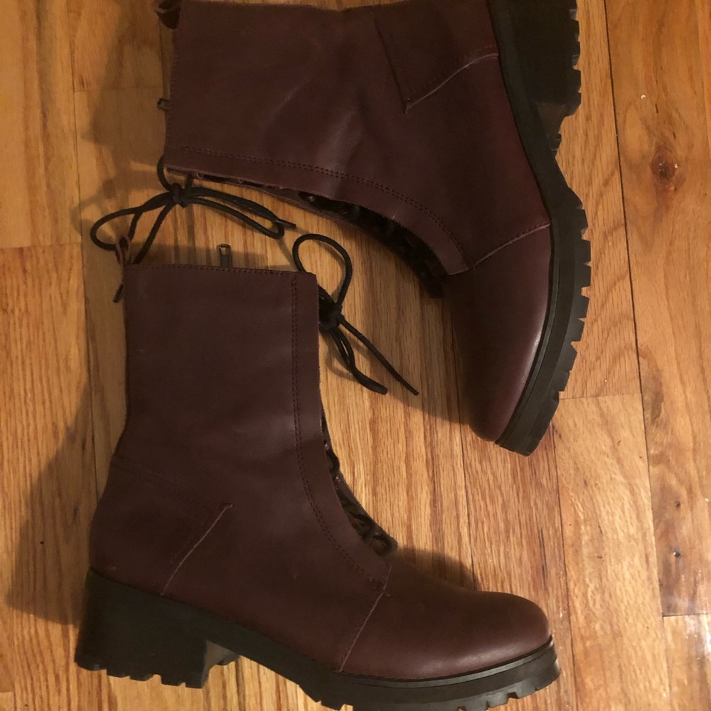 Burgundy combat boots from KDB